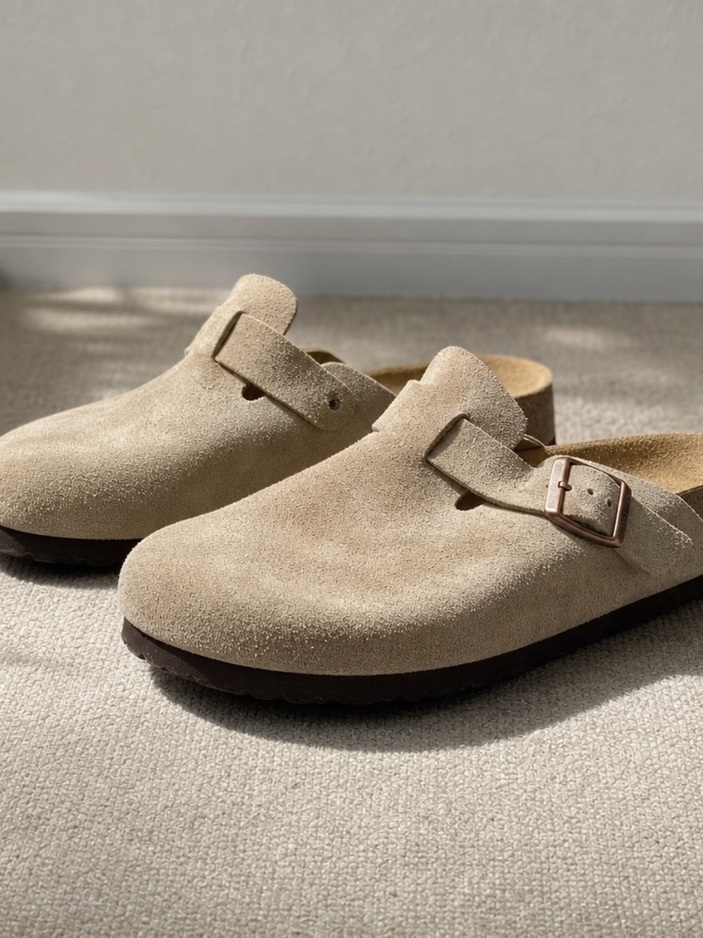 Birkenstock Boston BS Taupe Leather Clogs